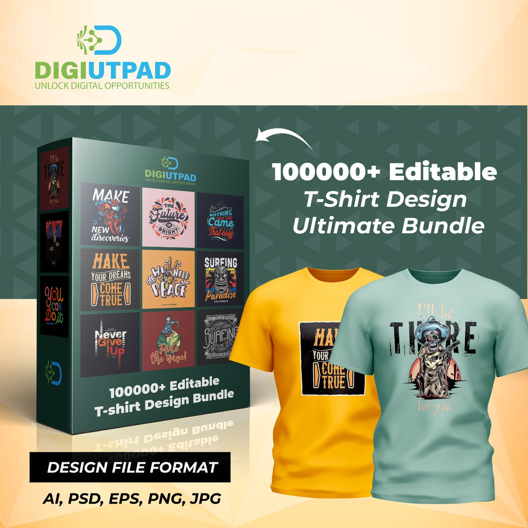DIGIUTPAD™ 1,00000+ Editable T-shirt Design Bundle