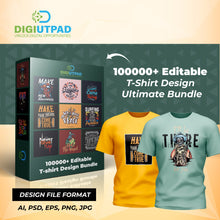 Load image into Gallery viewer, DIGIUTPAD™ 100000 Editable + 50 Grafftic Bundle + 300 Premium Comic T-Shirt Designs Mega Bundle Combo Pack
