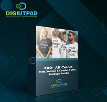 Load image into Gallery viewer, DIGIUTPAD™ 300+ Bella Canvas 3001, Gildan 5000, Gildan 64000 - All Colors Men, Women &amp; Couples T-Shirt Mockups Bundle
