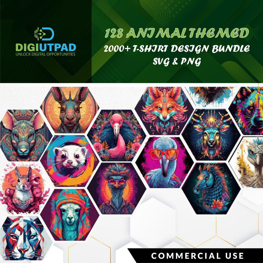 DIGIUTPAD™ Animal Themed 2000+ T-Shirt Design Bundle