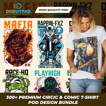 Load image into Gallery viewer, DIGIUTPAD™ 100000 Editable + 50 Grafftic Bundle + 300 Premium Comic T-Shirt Designs Mega Bundle Combo Pack
