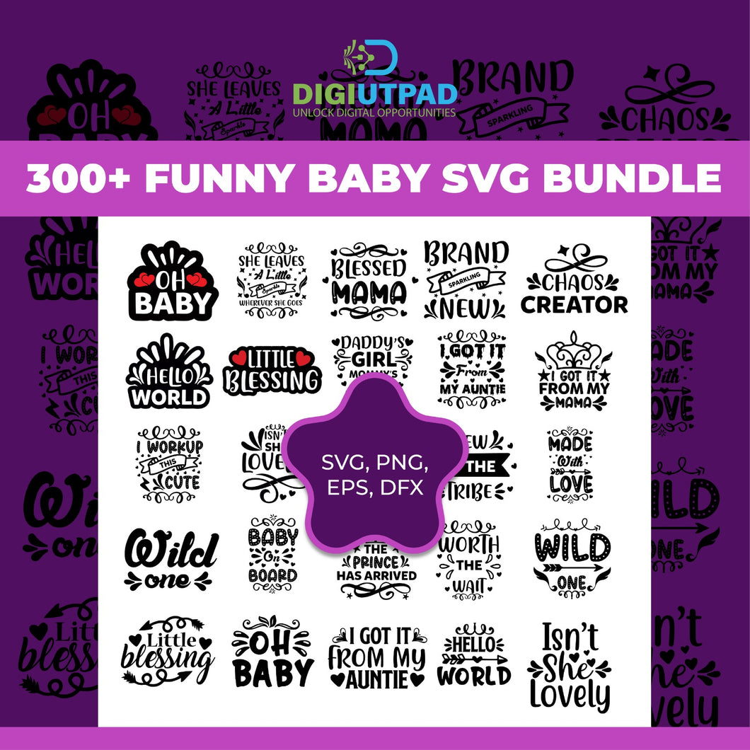 DIGIUTPAD™ 300+ Funny Baby POD T-Shirt Design Bundle