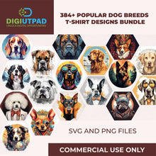 Load image into Gallery viewer, DIGIUTPAD™ 384+ Dog T-Shirt Design SVG &amp; PNG Mega Bundle

