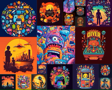 Load image into Gallery viewer, DIGIUTPAD™ 1000+ Retro Gaming POD T-Shirt Design Bundle
